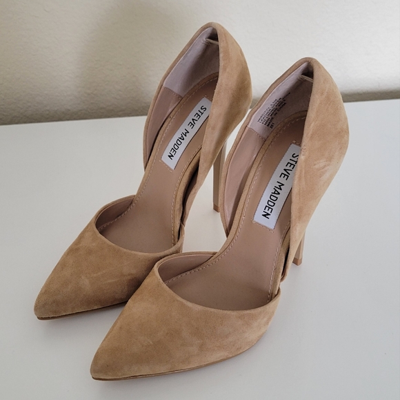 Steve Madden Varcityy Tan Suede Heels Size 5.5M - Picture 3 of 6